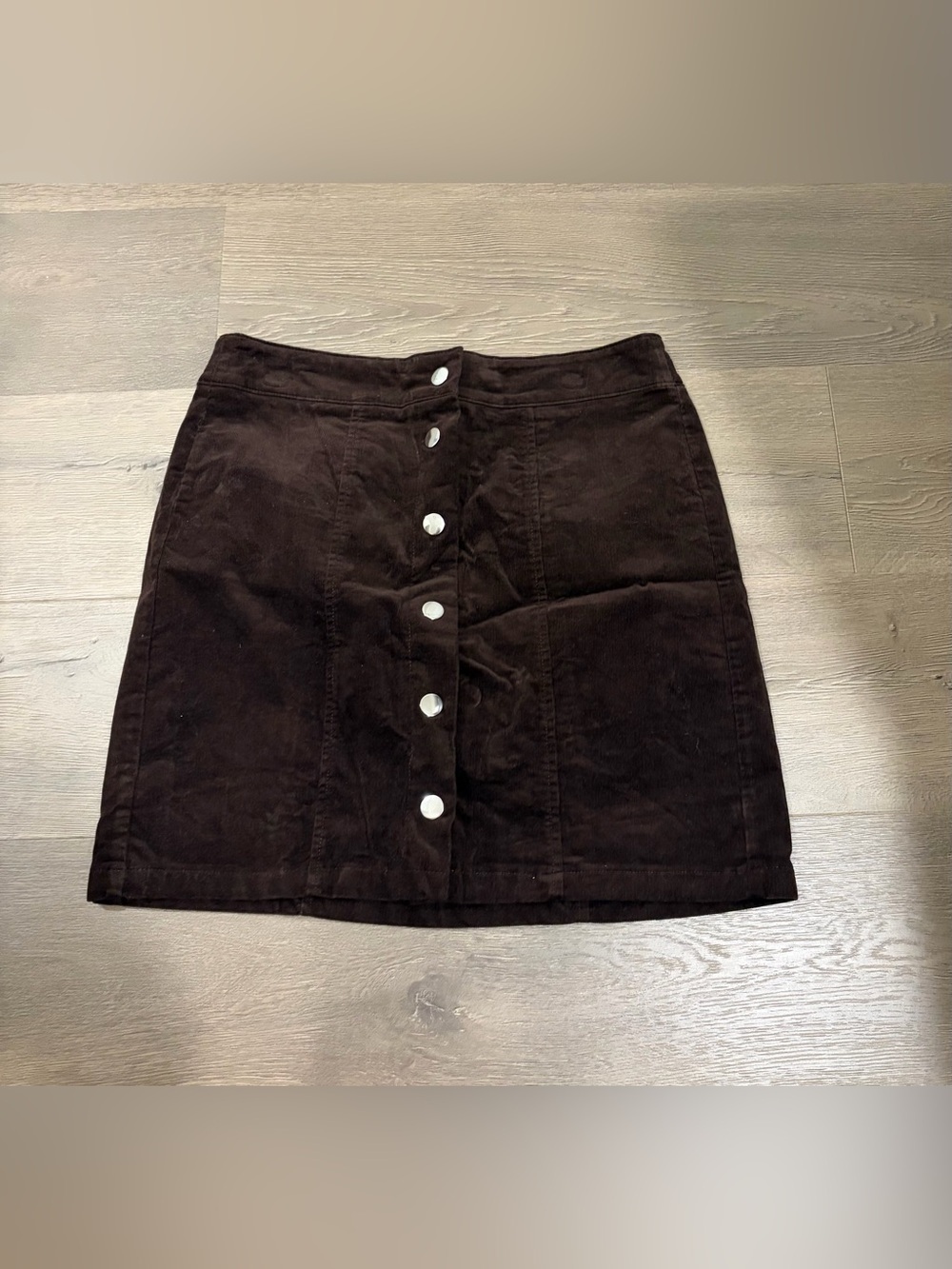 LOFT Chocolate Brown Button-Front Corduroy Mini Skirt